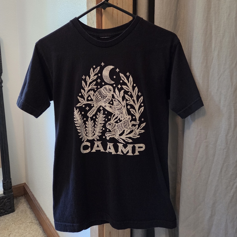 Black Graphic Tee with White Design